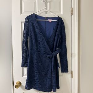 Navy Blue Lilly Pulitzer Tiki Wrap Romper. Worn once to a wedding!